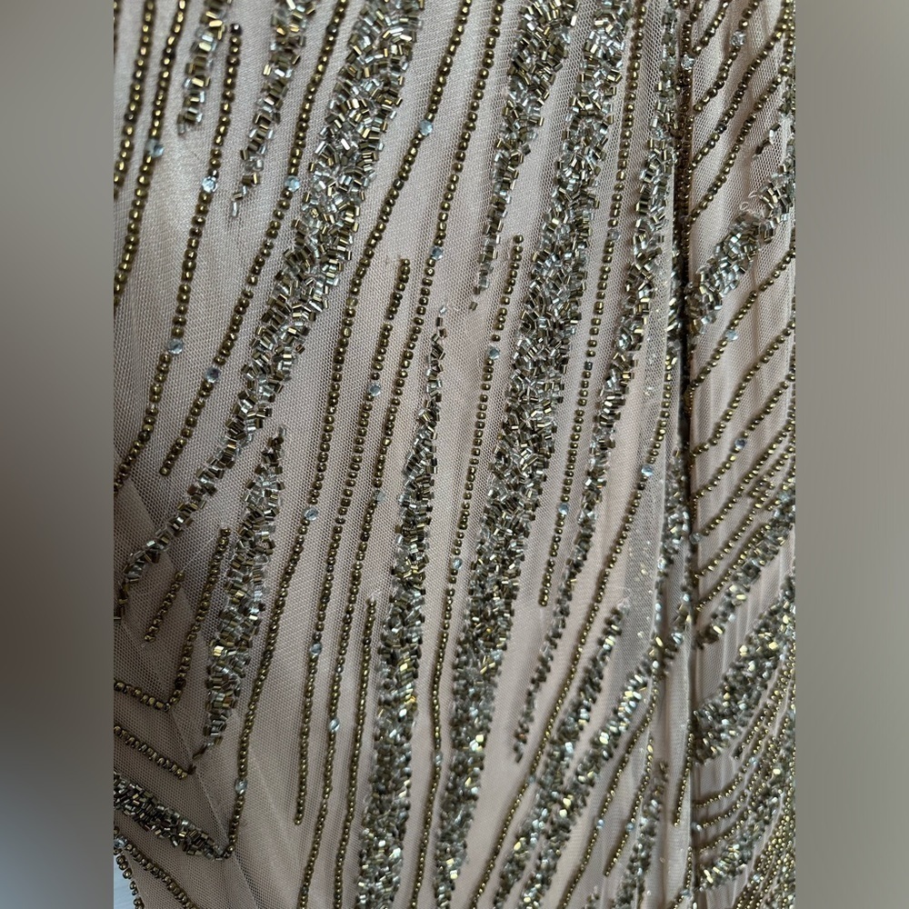 MAC DUGGAL embellished long sleeve column gown in mocha 12 NWT - Picture 6 of 11